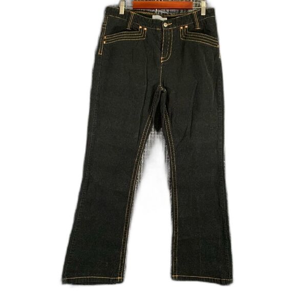 TOMMY HILFIGER Black Hipster Boot Corduroy Pants Women's 12 #772 - Picture 1 of 13